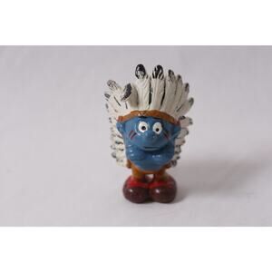 1981 The Smurfs Indian Chief Smurf Toy Figurine Schleich Peyo ~ 260413-WH 1073